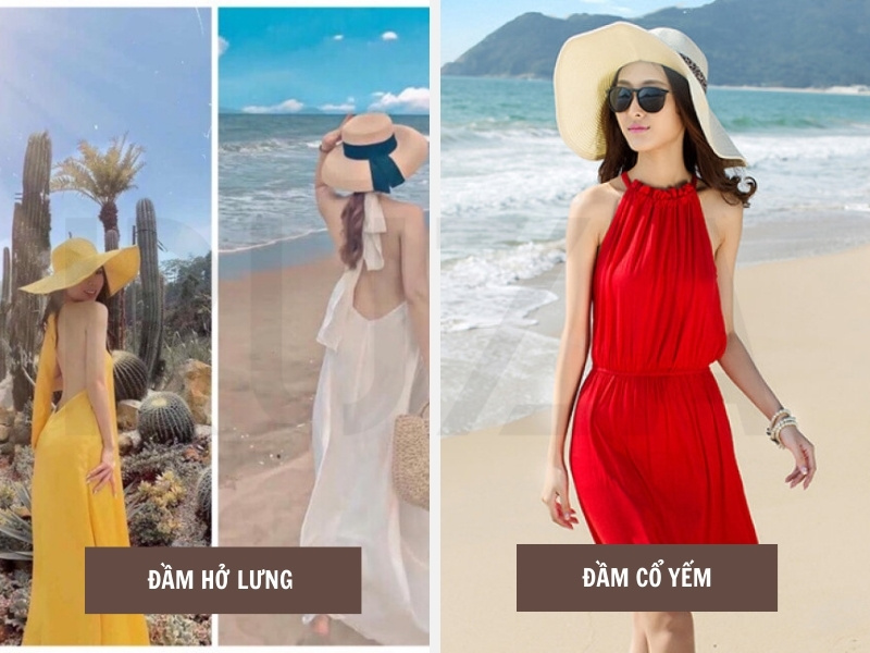Đi Biển Nên Mặc Đồ Gì? Tổng Hợp Trang Phục Đi Biển Cực Chất 6 Đầm cổ yếm và đầm hở lưng đi biển