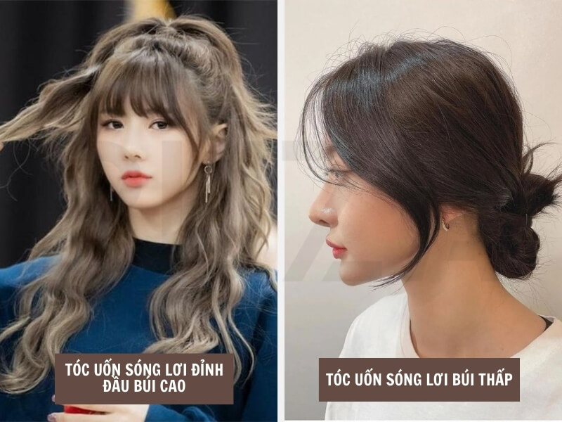 Top 30+ Kiểu Tóc Uốn Sóng Lơi Đẹp, Nhẹ Nhàng, Hot Trend 11 Tóc uốn sóng búi cao - búi thấp