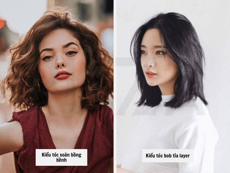 Mặt Vuông Để Tóc Gì? 15+ Kiểu Tóc Cho Mặt Vuông Hot 2023 4 Kiểu tóc xoăn bồng bềnh - Kiểu tóc bob tỉa layer