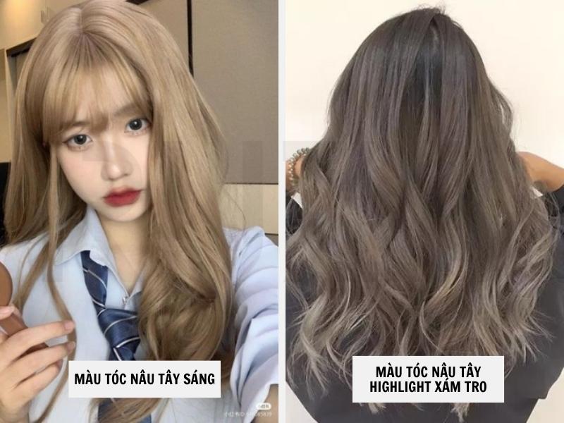 Tổng Hợp Các Màu Tóc Nâu Tây Hot Trend Nhất Hiện Nay 5 Màu nâu tây sáng - Màu nâu tây highlight xám tro