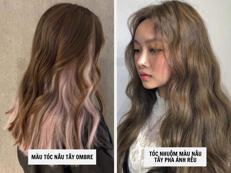Tổng Hợp Các Màu Tóc Nâu Tây Hot Trend Nhất Hiện Nay 6 Tóc nâu tây Ombre - tóc nâu tây pha ánh rêu