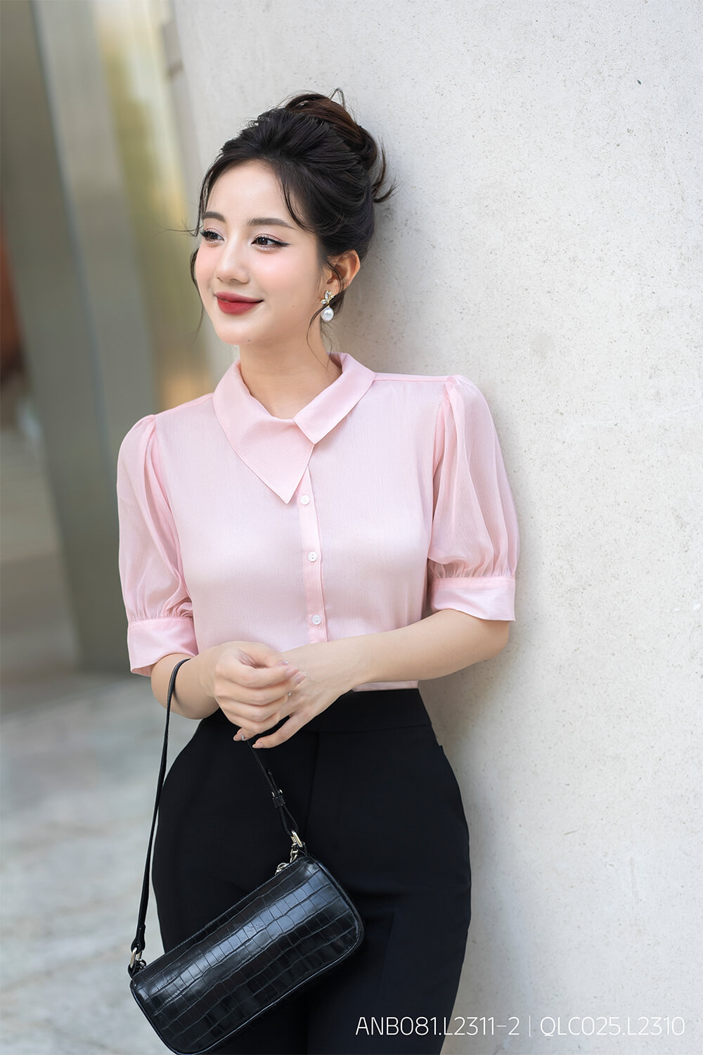 Áo sơ mi tay ngắn ANB081.L2311-2 hồng pc2