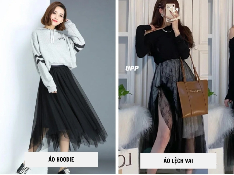 20+ Cách Phối Đồ Với Chân Váy Tutu Đẹp, Dễ Thương 12 Phối chân váy tutu áo hoodie - áo lêch vai