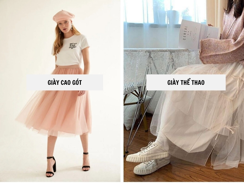 20+ Cách Phối Đồ Với Chân Váy Tutu Đẹp, Dễ Thương 15 Giày cao gót - giày thể thao