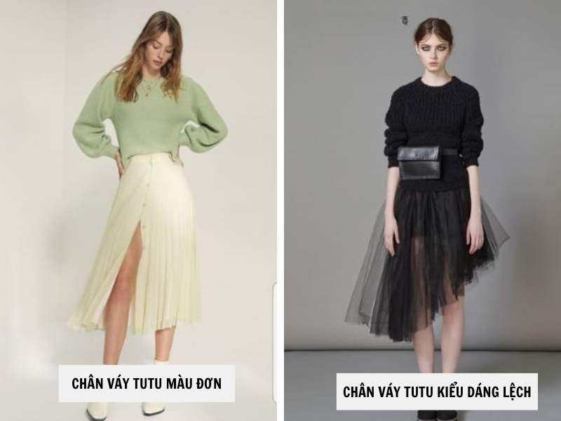 20+ Cách Phối Đồ Với Chân Váy Tutu Đẹp, Dễ Thương 4 Chân váy tutu màu đơn - dáng lệch