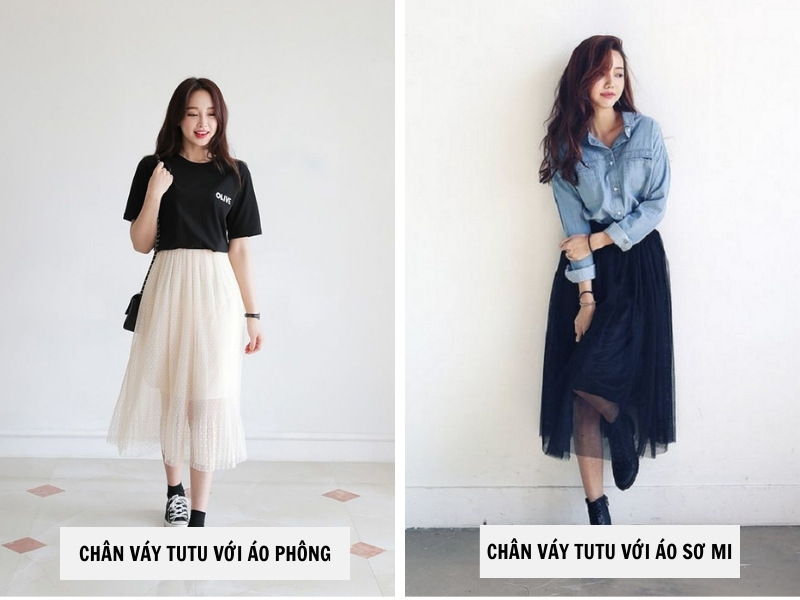 20+ Cách Phối Đồ Với Chân Váy Tutu Đẹp, Dễ Thương 6 Phối chân váy tutu áo phông - áo sơ mi