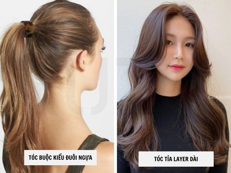 Tóc buộc kiểu đuôi ngựa - Tóc tỉa layer dài