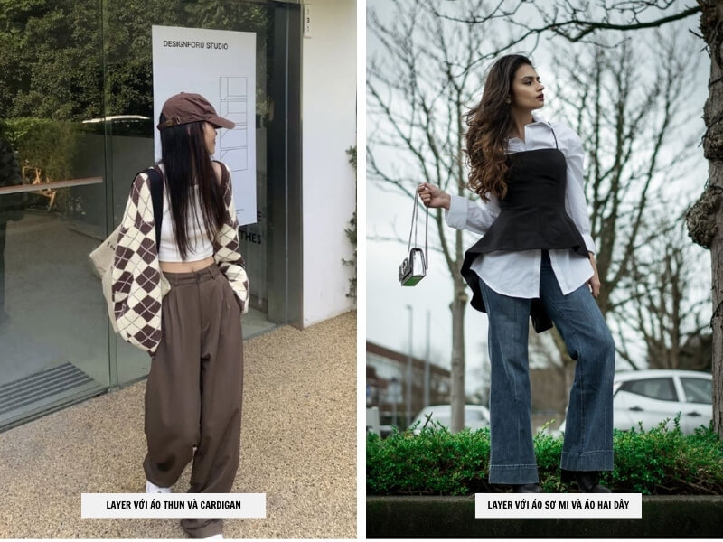 Áo Layer Là Gì? Cách Phối Đồ Thời Trang Với Phong Cách Layer 8 Áo thun và cardigan - áo sơ mi và áo hai dây