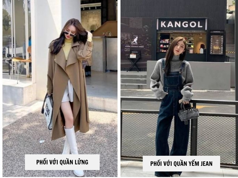 10 Cách Phối Đồ Với Áo Len Cổ Lọ Ấm Áp Mà Vẫn Sành Điệu 5 Phối áo cổ lọ phối với quần lửng - quần yếm jean