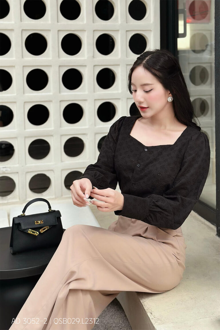 Áo sơ mi tay dài AD 3052-2 đen pc2