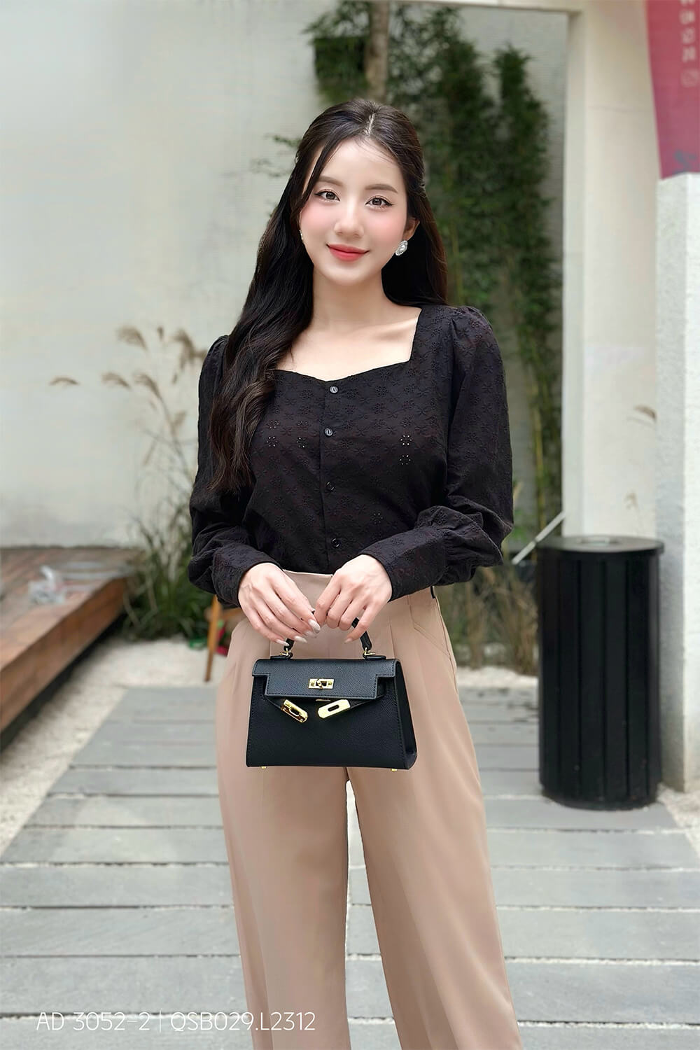 Áo sơ mi tay dài AD 3052-2 đen pc3