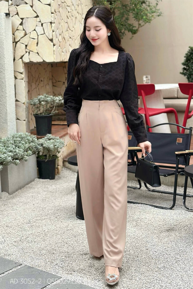 Áo sơ mi tay dài AD 3052-2 đen pc6