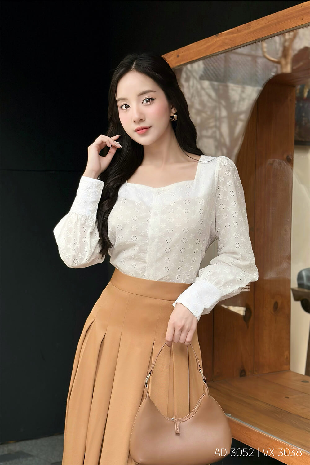 Áo sơ mi tay dài AD 3052-1 trắng pc3