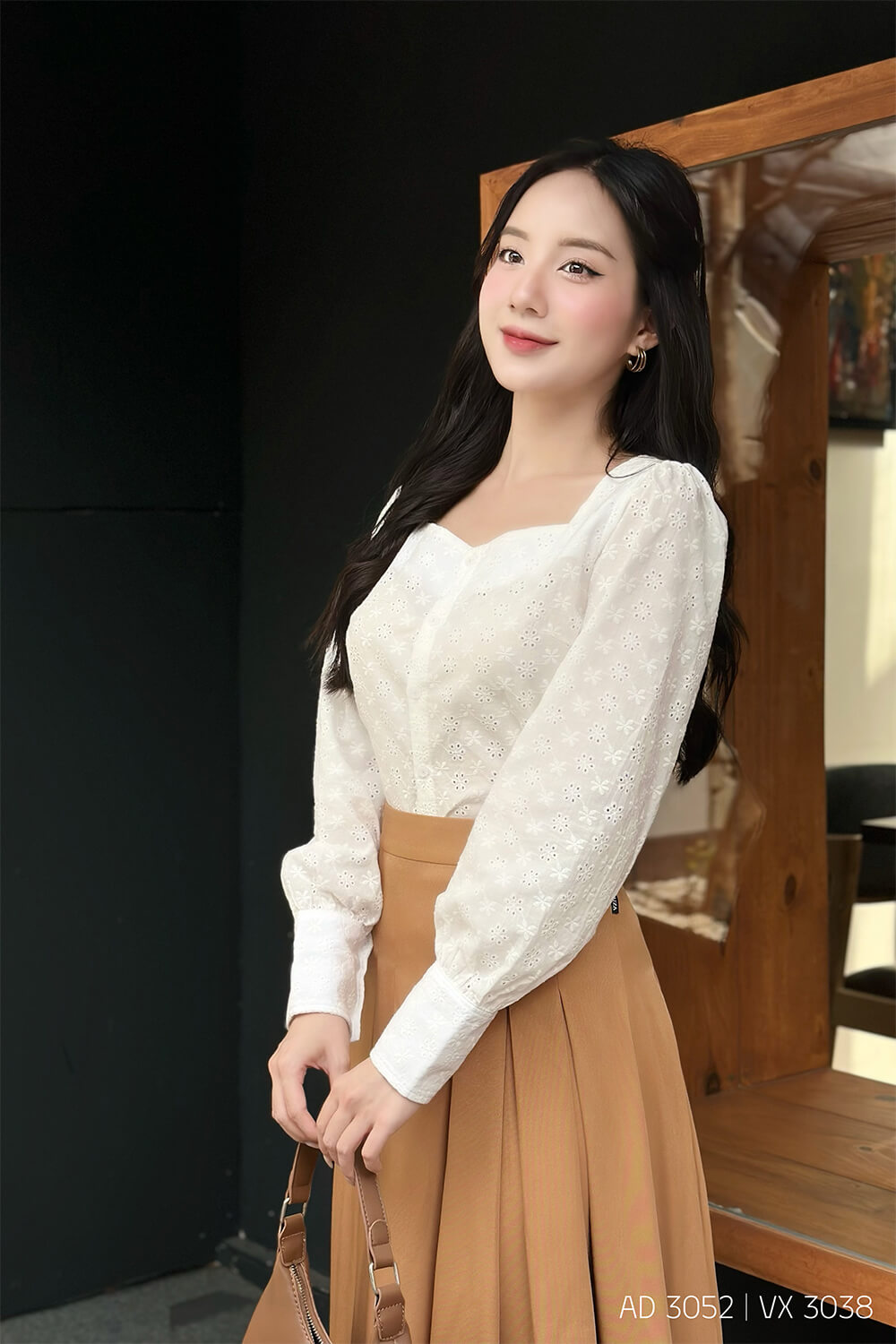 Áo sơ mi tay dài AD 3052-1 trắng pc4