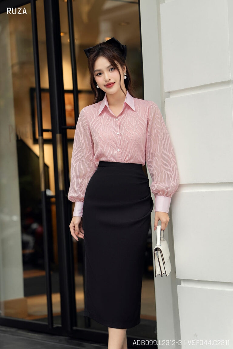 Áo sơ mi tay dài ADB009-3 hồng pc2