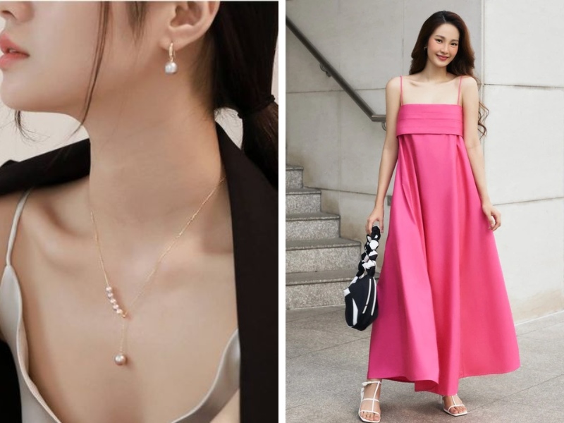 Phụ kiện phù hợp khi diện váy suông hai dây