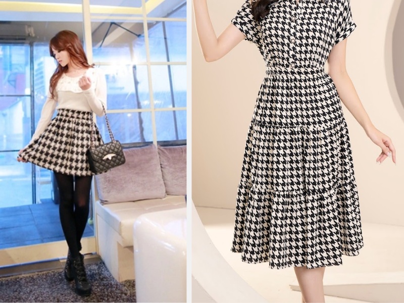 Hoạ Tiết Houndstooth: Sự Kết Hợp Của Cổ Điển Và Hiện Đại 7 Váy xòe với hoạ tiết houndstooth
