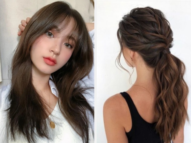 Tóc dài thẳng - tóc buộc thấp