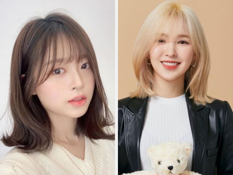 Mặt Kim Cương Để Tóc Gì? 10+ Kiểu Tóc Sành Điệu Nhất 4 Tóc mái bằng ngang vai - Tóc lob ngang vai
