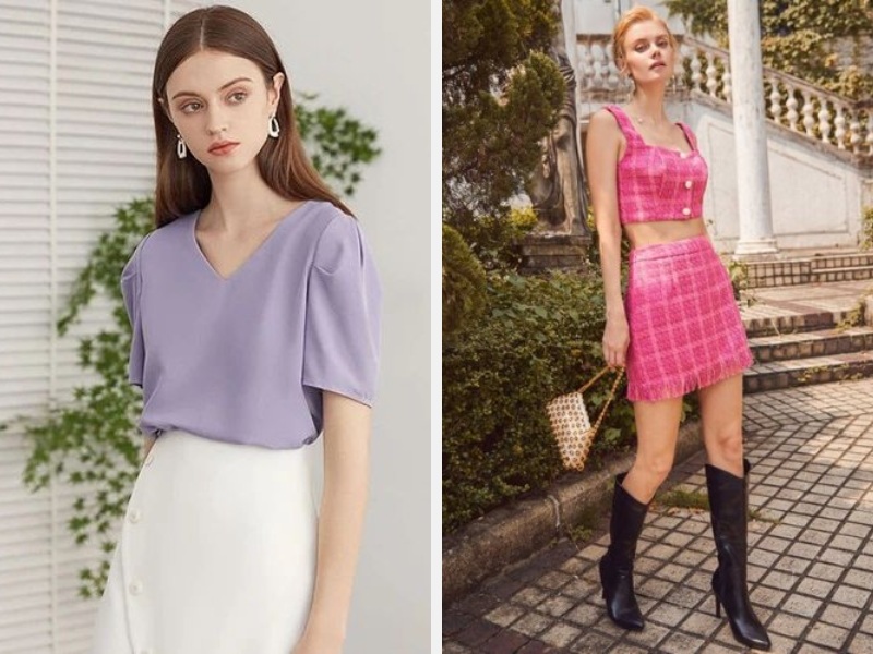 Phối Đồ Với Chân Váy Dạ Tweed: Bật Mí Cách Mix & Match Đỉnh Cao 5 Chân váy dạ tweed phối với áo cổ tim - áo 2 dây
