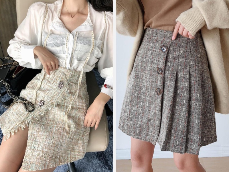 Phối Đồ Với Chân Váy Dạ Tweed: Bật Mí Cách Mix & Match Đỉnh Cao 9 Các mẫu chân váy dạ tweed ấn tượng 2024