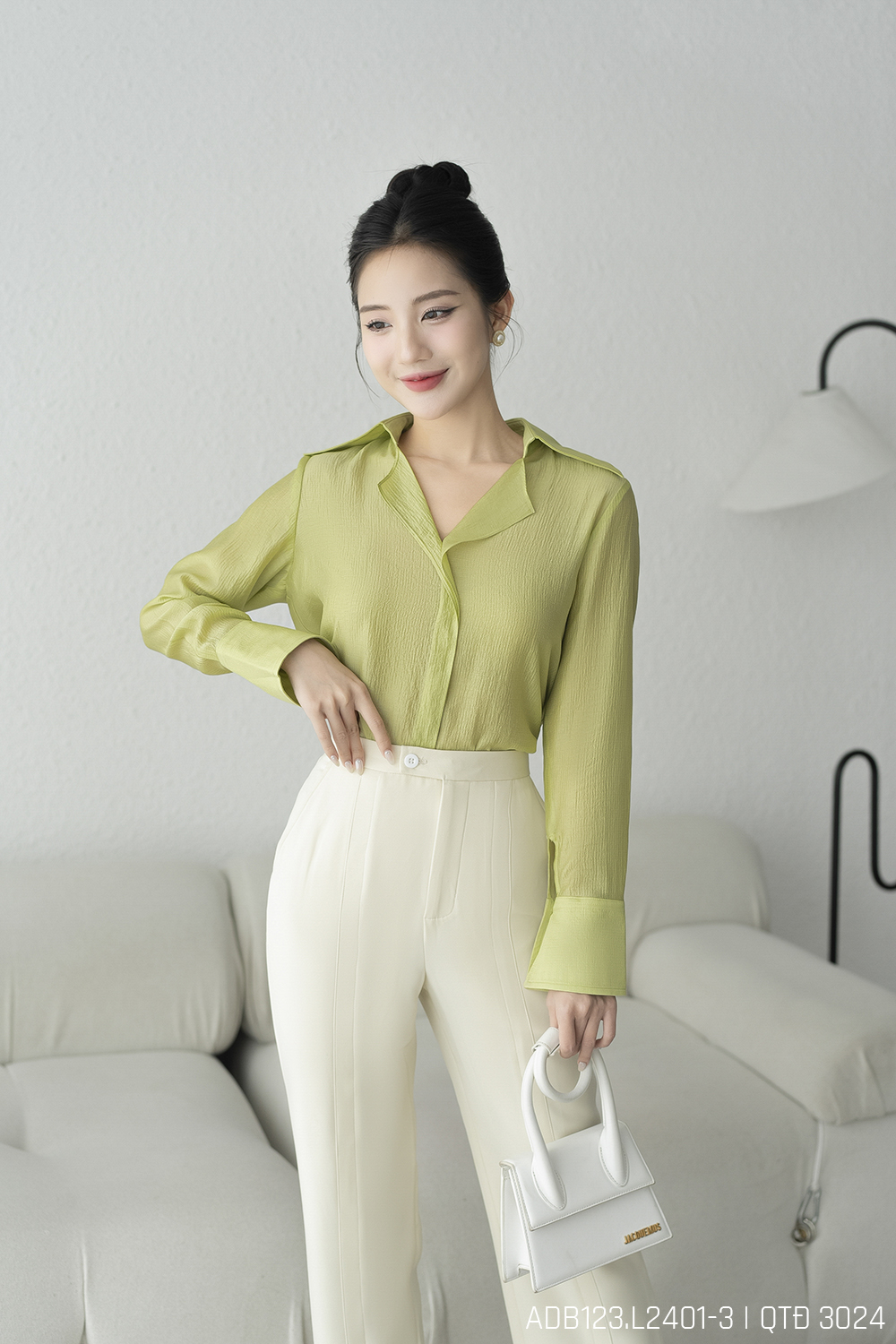 Áo sơ mi tay dài ADB123 xanh lá pc4