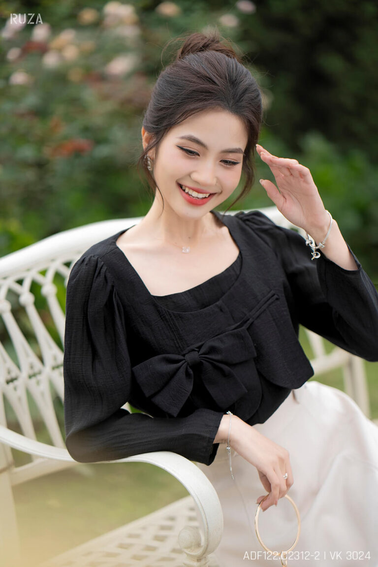 Áo sơ mi tay dài ADF122 đen pc1