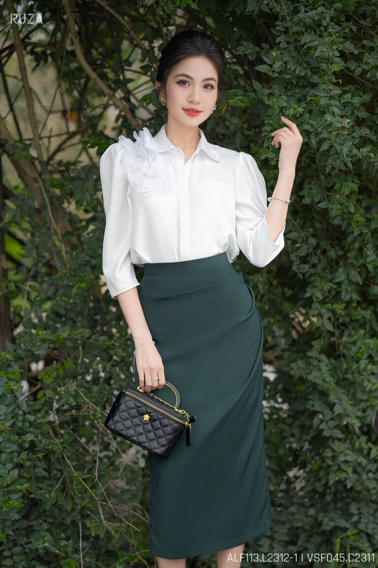 Áo sơ mi tay lỡ ALF113 trắng pc1