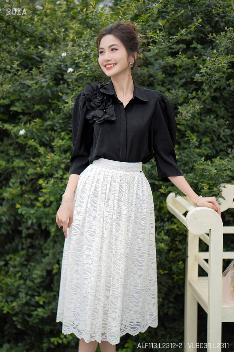 Áo sơ mi tay lỡ ALF113 đen pc2