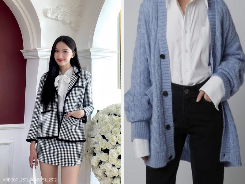 10+ Cách Phối Đồ Với Áo Sơ Mi Tay Ngắn Nữ Ấn Tượng 4 Phối áo sơ mi tay ngắn với áo Blazer - áo khoác Cardigan