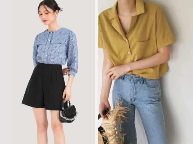 10+ Cách Phối Đồ Với Áo Sơ Mi Tay Ngắn Nữ Ấn Tượng 5 Phối áo sơ mi tay ngắn với quần short - quần jean