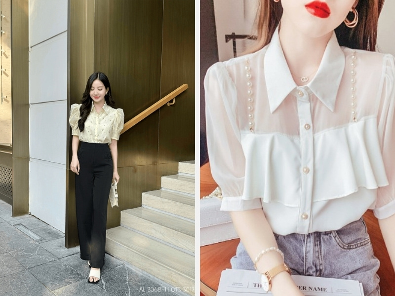 10+ Cách Phối Đồ Với Áo Sơ Mi Tay Ngắn Nữ Ấn Tượng 6 Phối áo sơ mi tay ngắn với quần ống rộng - áo hai dây