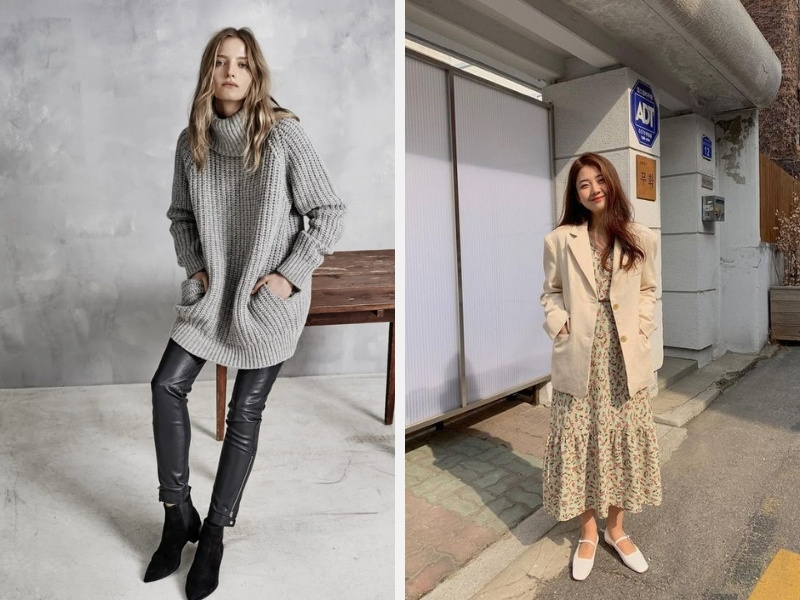 Dáng Người Quả Lê Mặc Gì Để Tôn Lên Vẻ Đẹp? 6 Áo len dáng dài phối với quần skinny - Váy midi tay dài với áo khoác blazer