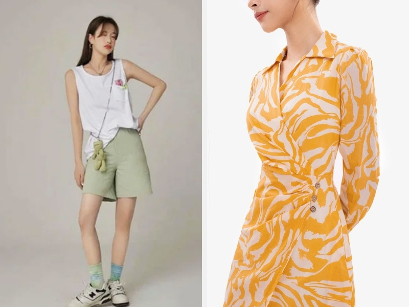 Dáng Người Quả Lê Mặc Gì Để Tôn Lên Vẻ Đẹp? 8 Áo tank top với quần short - áo wrap với quần dài