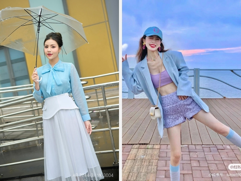 Màu Xanh Thiên Thanh: Cách Phối Màu Xanh Thiên Thanh? 4 Phối với màu trắng và màu tím