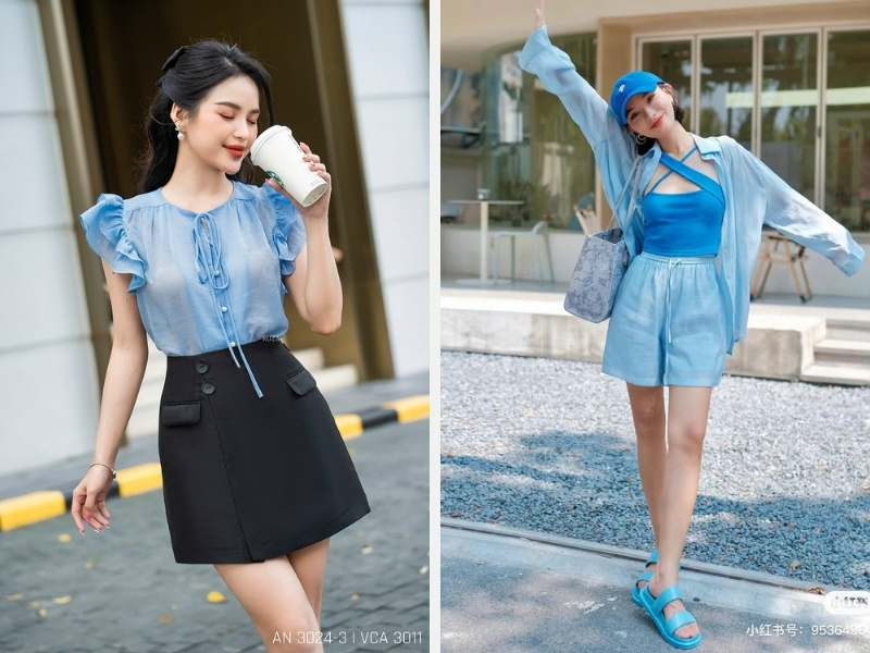 Màu Xanh Thiên Thanh: Cách Phối Màu Xanh Thiên Thanh? 5 Phối với màu đen và xanh đậm