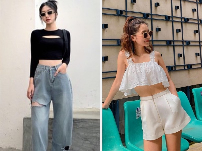 Phối Đồ Mùa Hè: Xu Hướng Thời Trang Nữ Hiện Đại Cho Kỳ Nghỉ Hè 4 Áo crop và jeans + Shorts và áo tanktop