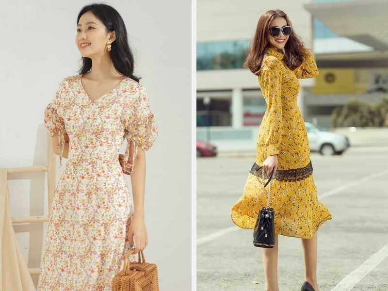 U40 Đi Họp Lớp Mặc Gì? Gợi Ý Trang Phục Và Cách Phối Đồ 5 Đầm hoa nhí - Đầm họa tiết