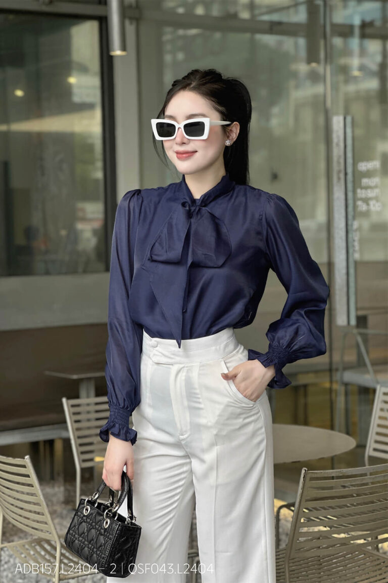 Áo sơ mi tay dài basic ADB157 xanh đen 2