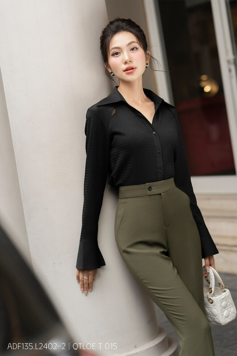 Áo sơ mi tay dài ADF135 đen pc2