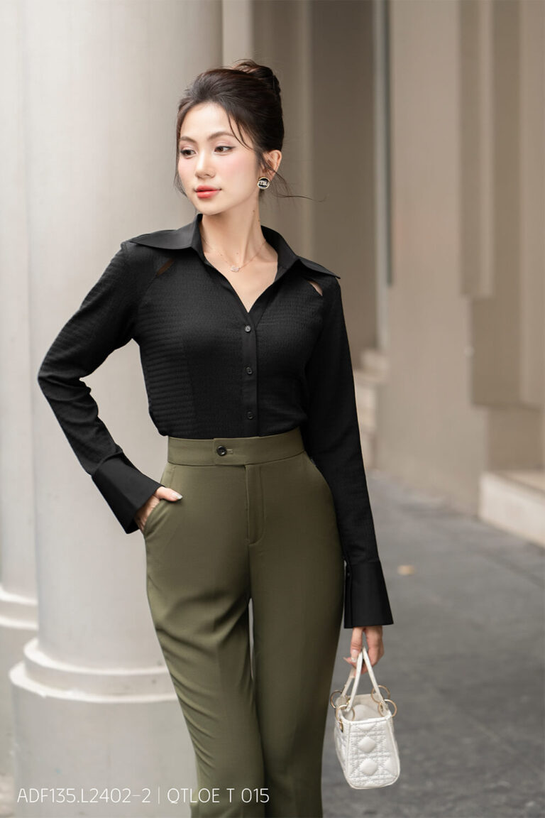 Áo sơ mi tay dài ADF135 đen pc4