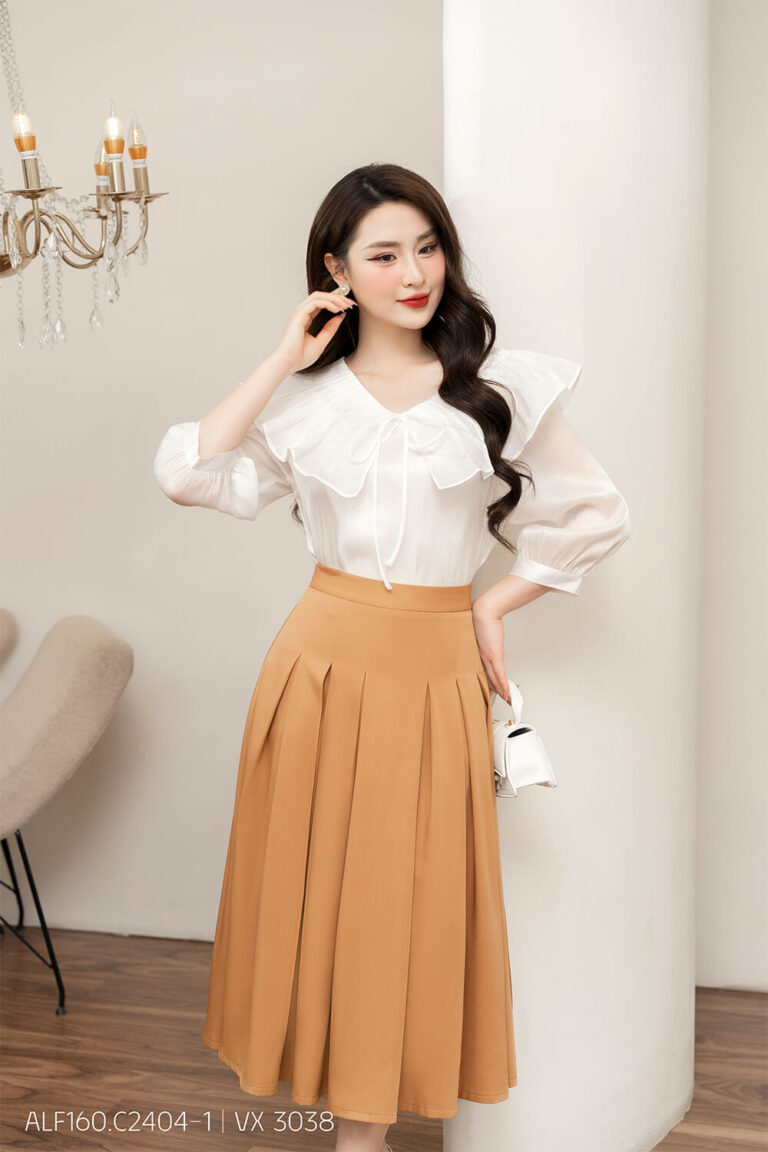 Áo sơ mi tay lỡ ALF160 trắng pc2