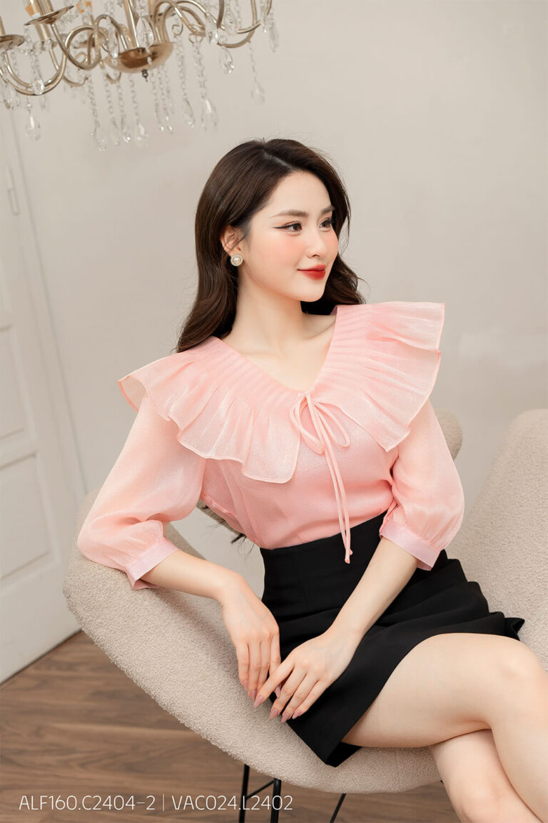 Áo sơ mi tay lỡ ALF160 hồng pc1