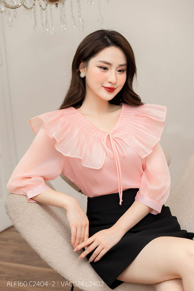 Áo sơ mi tay lỡ ALF160 hồng pc2