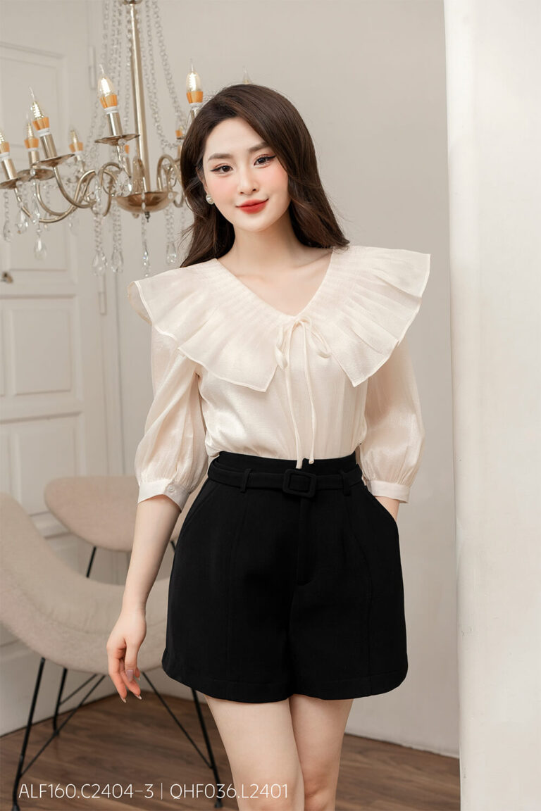 Áo sơ mi tay lỡ ALF160 be pc1