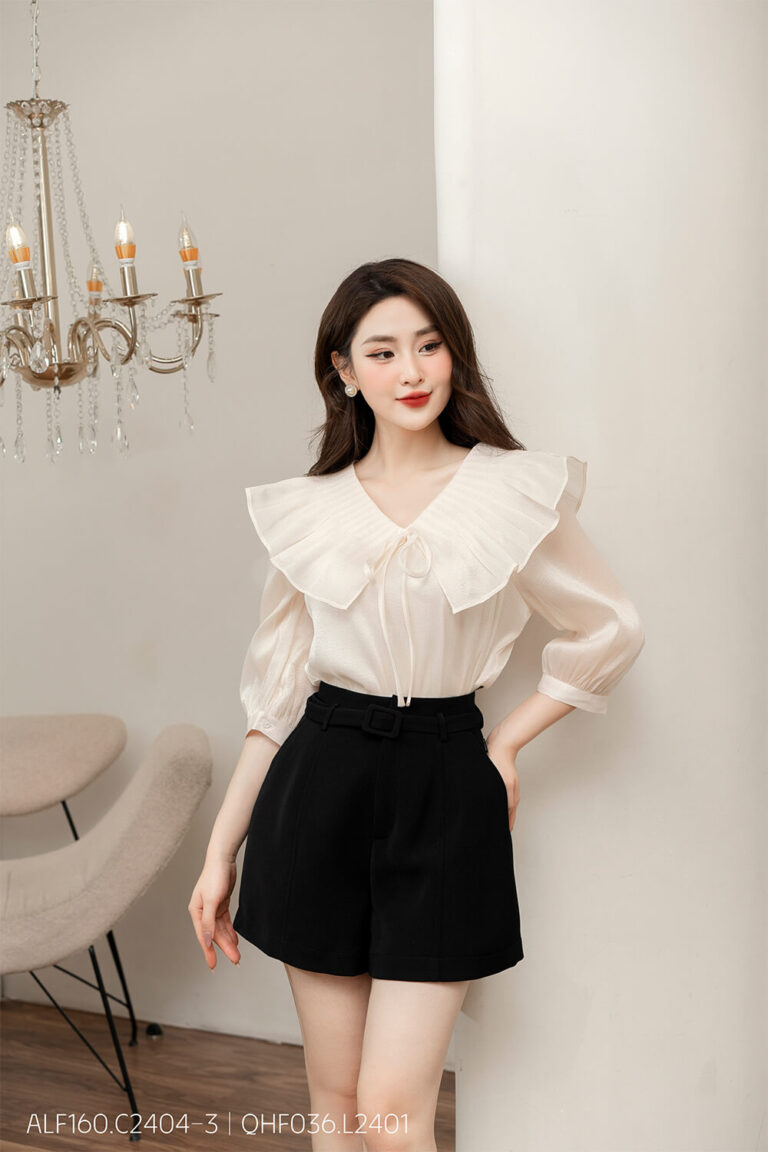 Áo sơ mi tay lỡ ALF160 be pc2