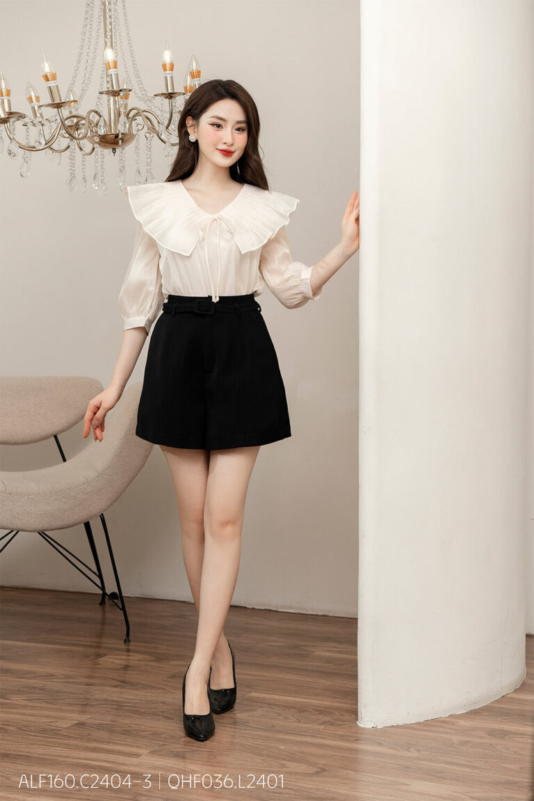 Áo sơ mi tay lỡ ALF160 be pc3