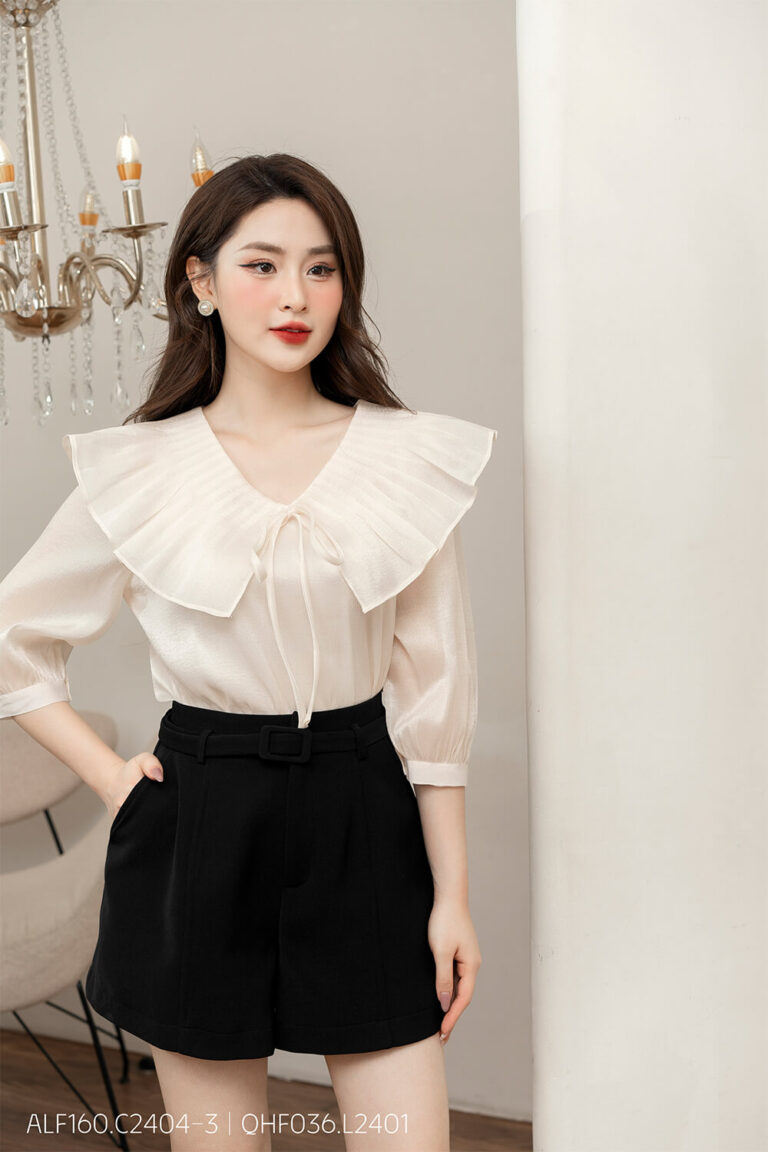 Áo sơ mi tay lỡ ALF160 be pc4