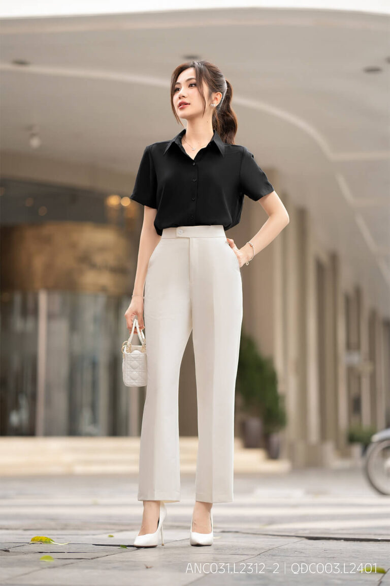 Áo sơ mi tay ngắn classic ANC031 đen pc4