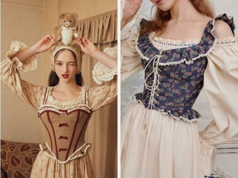 Tổng Hợp Các Mẫu Đầm Váy Vintage Xinh Cho Phái Đẹp 9 Váy vintage thiết kế đính nơ - thổ cẩm